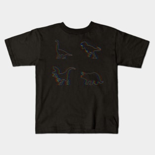 Cute Blue Dinosaurs Rainbow Pattern Kids T-Shirt